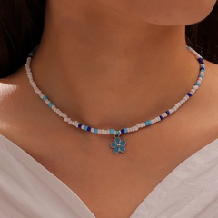 Großhandel Schmuck Farbe gewebte Perlen Blume Anhänger Halskette nihaojewelry