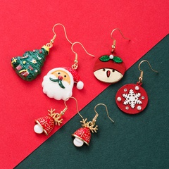 fashion oil dripping Santa Claus snowflake elk diamond earrings wholesale nihaojewelry
