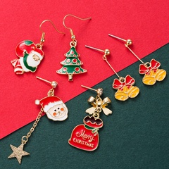 fashion oil dripping Christmas geometric asymmetrical earrings wholesale nihaojewelry