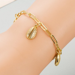 fashion shell pendant copper gold-plated inlaid zircon bracelet wholesale Nihaojewelry