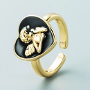 anillo en forma de corazn de color chapado en oro de cobre retro al por mayor Nihaojewelrypicture10
