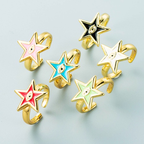 Einfacher Sternform-Augen-Kupfer-vergoldeter Ring Großhandel Nihaojewelry's discount tags
