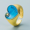 RetroKupfer vergoldeter Buchstabe Rose rosa blauer Ring Grohandel Nihaojewelrypicture11