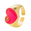 RetroKupfer vergoldeter Buchstabe Rose rosa blauer Ring Grohandel Nihaojewelrypicture12