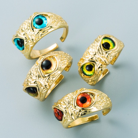 Retro Eulenauge Kupfer vergoldeter Ring Großhandel Nihaojewelry's discount tags
