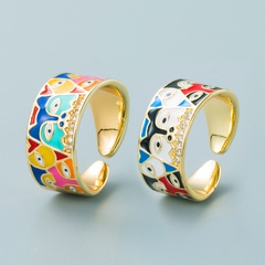 retro colorful oil eye copper gold-plated ring wholesale Nihaojewelry