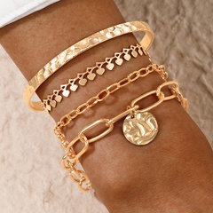 wholesale jewelry disc pendant thick chain bracelet 4-piece set nihaojewelry