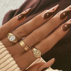 fashion geometric carved thick ring combination wholesale Nihaojewelry