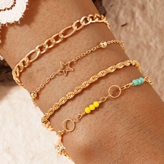 bohemian style five-pointed star color beads bracelet wholesale Nihaojewelry