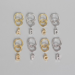 S925 Sterling Silver Geometric English Letters Diamond Earrings Wholesale Nihaojewelry