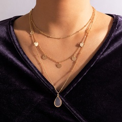 bohemian tassel disc multilayer water drop diamond necklace wholesale Nihaojewelry