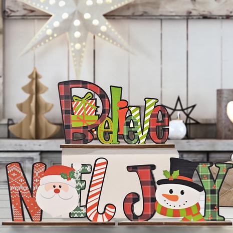 Adornos de escritorio de letras de madera de Navidad al por mayor Nihaojewelry's discount tags