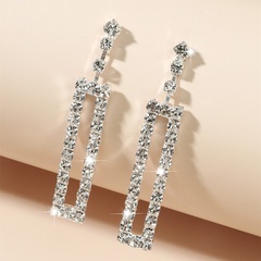 fashion diamond-studded rectangular alloy earrings wholesale Nihaojewelry