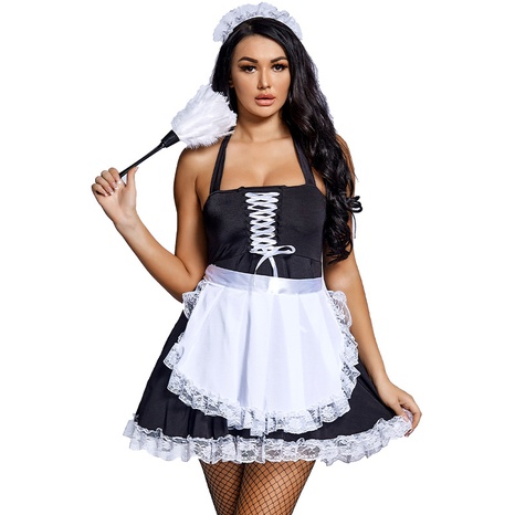wholesale Halloween maid cosplay black white suspenders lace short skirt nihaojewelry  NHFE410348's discount tags