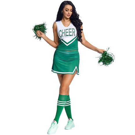 Großhandel grüne geteilte Cheerleader-Kleidung Top Socken Hemd Set nihaojewelry's discount tags
