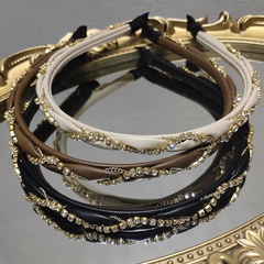retro rhinestone metal chain braided twist headband wholesale Nihaojewelry