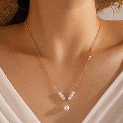 new simple pearl pendent alloy necklace wholesale Nihaojewelry