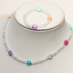 simple heart transparent beads necklace bracelet set wholesale Nihaojewelry