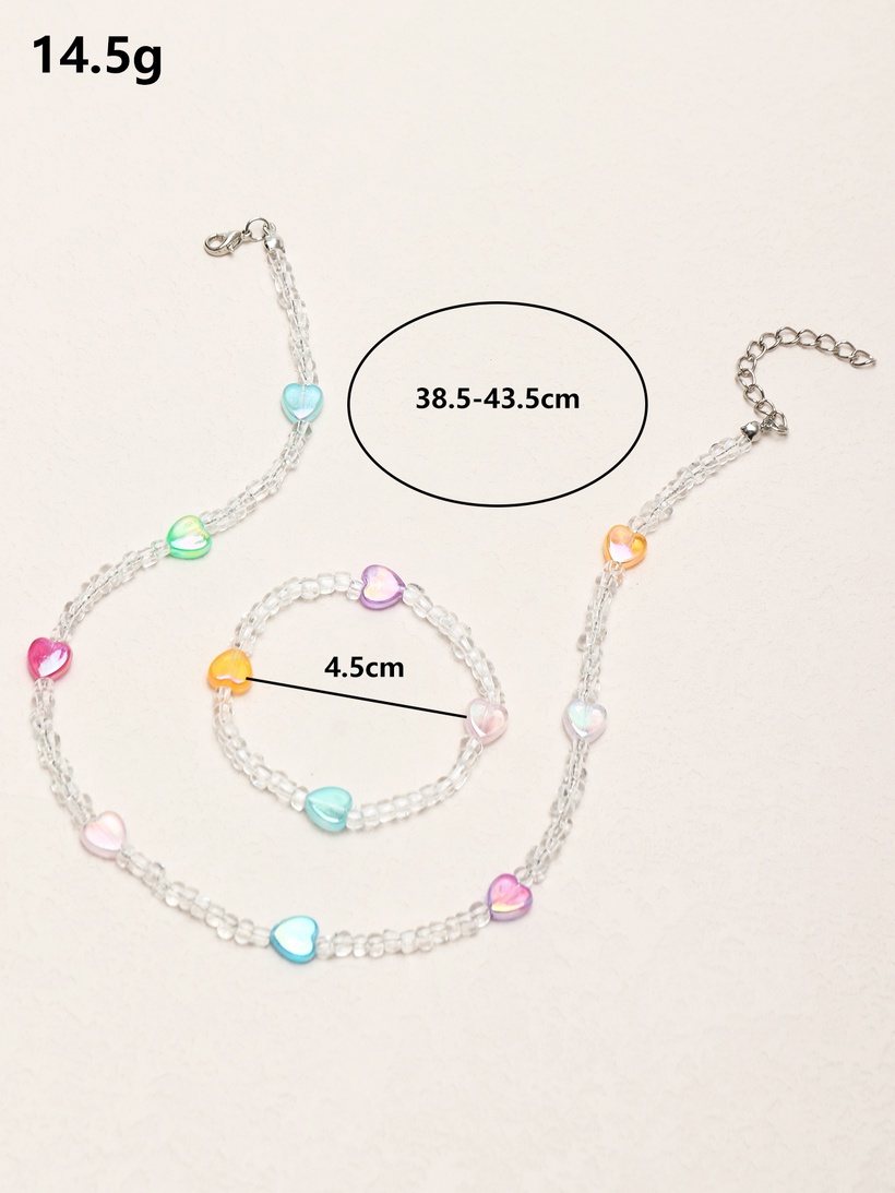 Bijoux Fantaisie Parures Bijoux | Ensemble De Bracelet De Collier De Perles Transparentes Coeur Simple En Gros Nihaojewelry - KQ56585