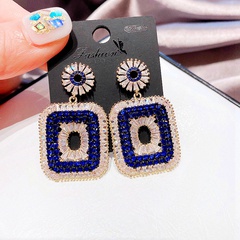 retro full diamond zircon flower square copper earrings wholesale Nihaojewelry