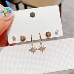 New Eight-Pointed Stars Earrings Set Exquisite Fashion Zircon Micro Inlaid XINGX Ear Studs Earrings Female Korean Ornament