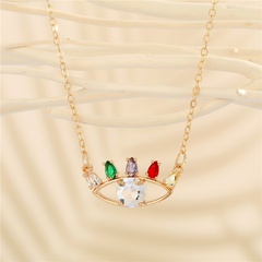 fashion colored diamonds eyes hollow pendant clavicle chain wholesale Nihaojewelry