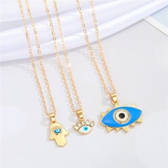 retro Turkey blue eyes oil dripping palm pendant necklace wholesale Nihaojewelry
