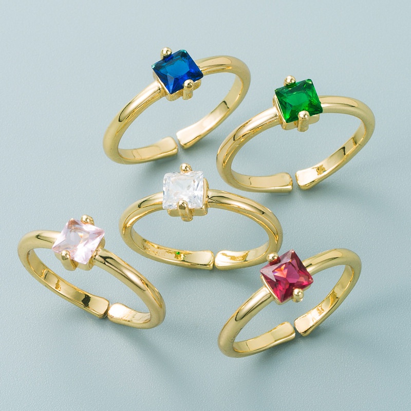 einfacher mehrfarbiger Diamantkupfer vergoldeter Ring Grohandel Nihaojewelry