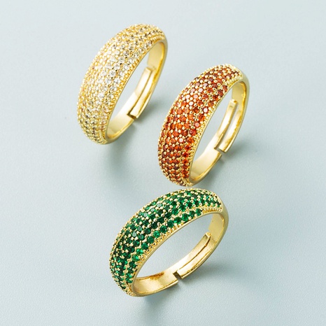 Retro-Kupfer vergoldeter voller Diamant mit breitem Gesicht offener Ring Großhandel Nihaojewelry's discount tags