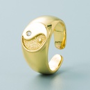 Retrogeometrisches hohles SmileyGesicht Tai ChiForm Kupfer vergoldeter Ring Grohandel Nihaojewelrypicture11