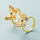 Mode vergoldeter Kupfer eingelegter Zirkon Schmetterling Ring Grohandel Nihaojewelrypicture9