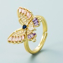 Mode vergoldeter Kupfer eingelegter Zirkon Schmetterling Ring Grohandel Nihaojewelrypicture10