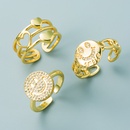 einfacher geometrischer Buchstabe Smiley hohles Herz Kupfer vergoldeter Ring Grohandel Nihaojewelrypicture9