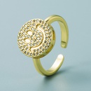 einfacher geometrischer Buchstabe Smiley hohles Herz Kupfer vergoldeter Ring Grohandel Nihaojewelrypicture10