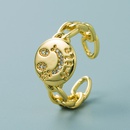 einfacher geometrischer Buchstabe Smiley hohles Herz Kupfer vergoldeter Ring Grohandel Nihaojewelrypicture12