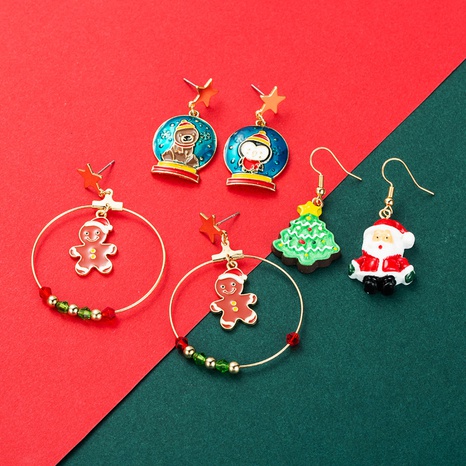 Christmas series Santa Claus tree asymmetric earrings wholesale Nihaojewelry's discount tags