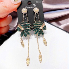 retro long tassel zircon micro-inlaid copper earrings wholesale Nihaojewelry