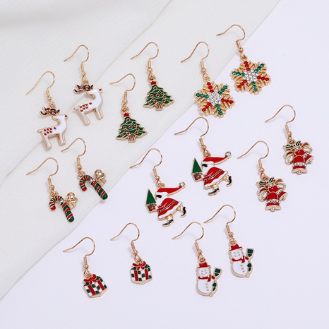 Cartoon Christmas Tree Santa Claus Seris Earrings Wholesale Nihaojewelry's discount tags