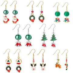 Cartoon Fashion Christmas Series Elk Christmas Tree Bells Boucles d'oreilles en gros Nihaojewelry