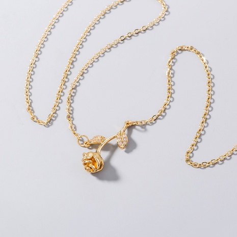 Vente en gros bijoux pendentif rose collier zircon incrusté de cuivre nihaojewelry's discount tags