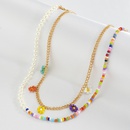simple retro stitching pearl OT buckle daisy beaded double layer necklace wholesale nihaojewelrypicture11