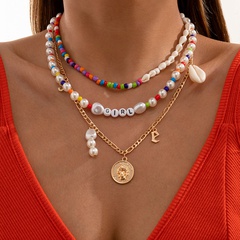 einfache Retro-Kontrastfarbe Perle Miyuki Perlen Shell geflochtene Halskette Großhandel nihaojewelry