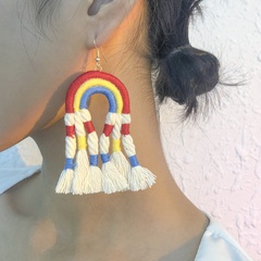 fashion tassel hand-woven rainbow earrings wholesale Nihaojewelry