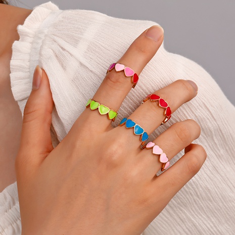 retro color heart oil drop ring wholesale nihaojewelry's discount tags