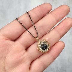 Foreign Trade Ornament European and American Ins Simple Hip Hop SUNFLOWER Copper Diamond-Studded Necklace Pendant Internet Influencer Fashionmonger Smiley Face Accessories