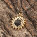 Foreign Trade Ornament European and American Ins Simple Hip Hop SUNFLOWER Copper DiamondStudded Necklace Pendant Internet Influencer Fashionmonger Smiley Face Accessoriespicture13