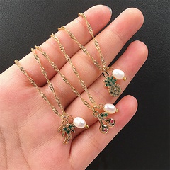 Micro diamond pineapple coconut tree cherry coper necklace wholesale Nihaojewelry