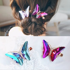 Color diamond butterfly super flash rhinestone hair clip wholesale Nihaojewelry