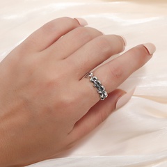 Korean Simple Temperamental Vintage Distressed Skull Knuckle Ring Fashion Personality Trend Punk Hip Hop Style Ring