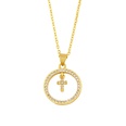 fashion geometric round hollow cross palm moon inlaid zircon necklace wholesale Nihaojewelrypicture17